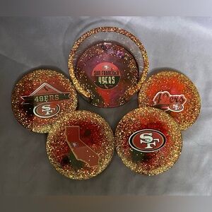 San Francisco 49ers Sparkly Drink Coasters